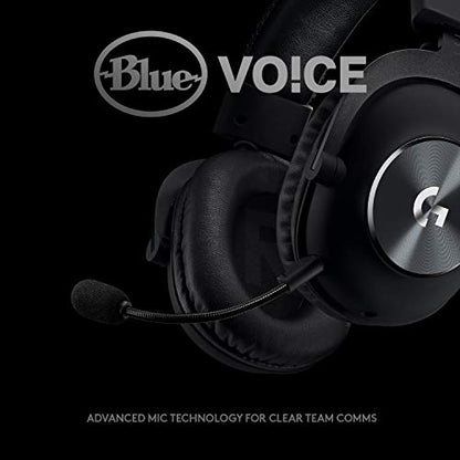 Logitech G PRO X Wired Gaming Headset - Black | Blue VO!CE Detachable Boom Mic, DTS 7.1, 50 mm Drivers, USB/3.5mm Aux, Spare Memory Foam Ear Pads, Bag & USB DAC Included - size: Wired, style: Classic
