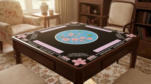 American Mahjong Mat with Rules Printed (33x33, 2.5mm Thick, Hummingbird Black) Mahjong Mat for Table w/Bag, Crease-Proof Waterproof Non-Slip, Soft Mahjong Table Mat, Noise Reduction - color: Hummingbird Black Mat