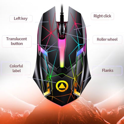 Gaming Mouse G6 Wired Game Mice Colorful Backlight 3 Button Mouse 3 Speed 1200 DPI RGB Game Mouse for Computer Laptop Notebook Accessory