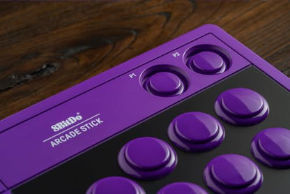 8BitDo Arcade Stick for Switch 2, Switch and Windows PC, Purple | Bluetooth, 2.4G Adapter and Wired USB-C, Dynamic Button Layout, Macro Buttons, Turbo Functionality, Tempered Glass Faceplate