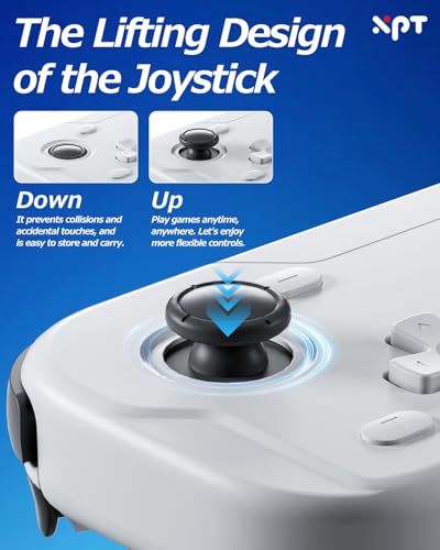 XPT Portable Mini Controller for Nintendo Switch 2/Switch 1/PC/iOS/Android/Steamdeck, Joystick Lift and Down Design,Wireless Bluetooth & Wired Gamepad with Turbo Function, 6-Axis Gyro, HD Vibration & 3D Joysticks, Home Button Wake-Up (white) - color: Whit