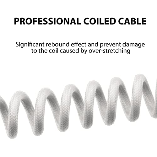 EPOMAKER Mix 1.8m Coiled Keyboard Cable, USB C to USB A TPU Cable for Mechanical Gaming Keyboard, with Detachable Metal Aviator for Custom Keyboard, White - color: White