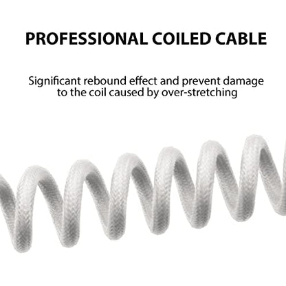 EPOMAKER Mix 1.8m Coiled Keyboard Cable, USB C to USB A TPU Cable for Mechanical Gaming Keyboard, with Detachable Metal Aviator for Custom Keyboard, White - color: White