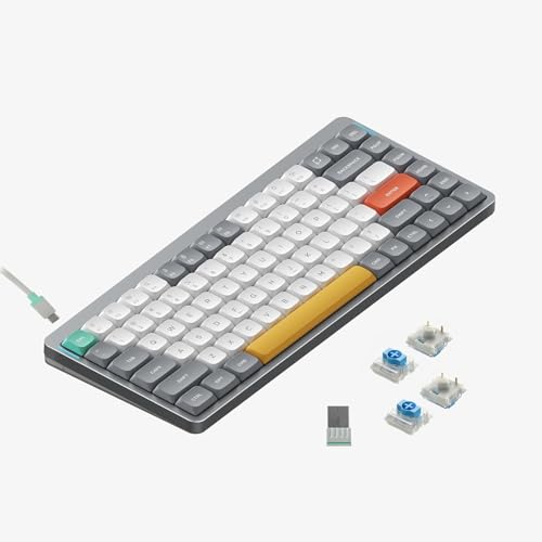 nuphy Air75 V2 Portable 75% Mechanical Keyboard,Wireless Keyboard,Supports Bluetooth/2.4G/USB-C RGB Gaming Keyboards,Compatible with Windows/Mac OS/Linux Systems Grey-Gateron Blue Switch - color: Grey, size: Gateron Blue Switch