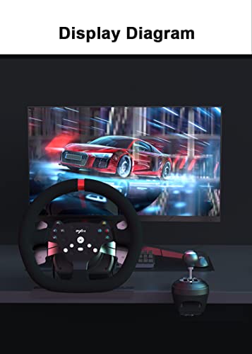 PXN A7 Gear Shifter - PC USB Simulator Shifter with Handbrake Button and Shift Button for High & Low Gear Universal 6+1 Shifter Includes DIN-USB, DIN-RJ11, DIN-DIN cables Shifter Compatible V10 V12 Lite Racing Wheels for PC
