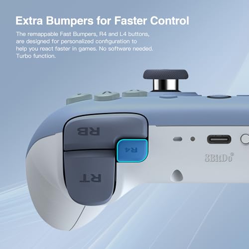 8Bitdo Ultimate 2C Wireless Controller for Windows PC & Android (Dark Blue) | 1000Hz Polling Rate, Hall Effect Joysticks & Hall Triggers, Remappable L4/R4 Bumpers - color: Dark Blue