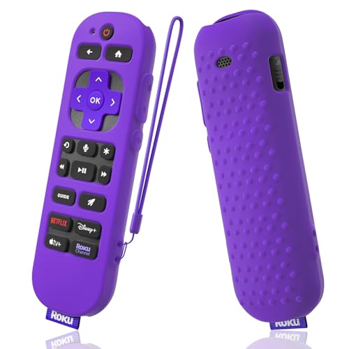 Silicone Case for Roku Voice Remote Pro 2nd Ed. RCB1R Protective Shockproof Skin with Lanyard (Purple) - color: purple