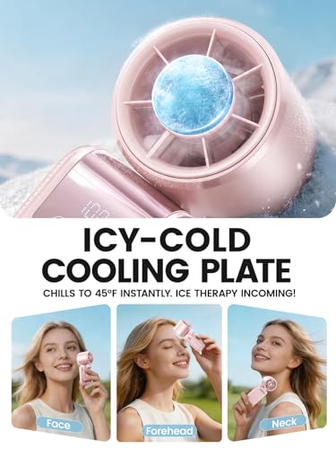 Portable Mini Handheld Fan, Small Hand Fan with Ice Cooler, 100 Speeds, 11Hrs Cooling Time, 20000 RPM Turbo Hand Held Fan for Travel, Outdoor, Beach & Makeup Pink - color: Pink