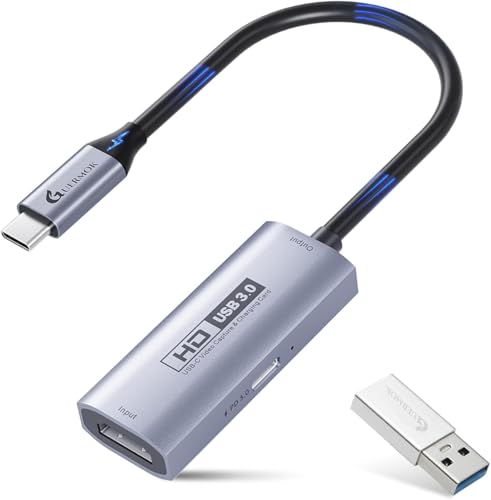 Guermok 4K USB3.0 HDMI Capture Card with PD 100W, 2K@30FPS or 1080P@60FPS | HDMI to USB-A/C Video Capture Card for OBS Streaming, Works with iPad Quest 3, MacOS, Switch2/1 PS5/4, Xbox, Camera, Silver - color: silver, size: 1080p 60fps