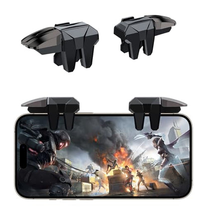 EasEasy PUBG Game Trigger, Mobile Phone Controller Compatible for PUBG/Rules of Survival/Knives Out, 6 Fingers Trigger with Sensitive Aim&Shoot Smartphone Joystick for iPhone & Android-Black+Gun - color: Black+Gun
