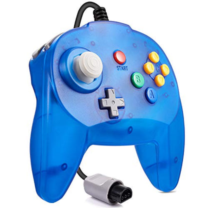 KIWITATA Mini N64 Wired 64-bit Game Controller for Retro Original N64 Console Clear Blue - color: Transparent