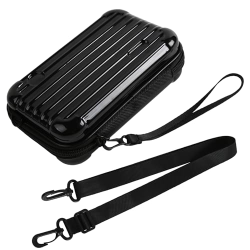 Black Hard Shell Makeup Case Cosmetics Case Carrying Hard Makeup Bag | for Toiletry Storage Cross Body Bag with Shoulder Strap for Detachable Grip Rope and Shoulder Strap for Travel - color: Black