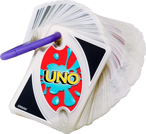 Mattel Games UNO Splash Card Game, Ages 7+, 2-10 Players | With Waterproof Cards &Portable Carabiner Clip for Travel, Pool Time, Camping & Game Nights Away - style: Uno Splash