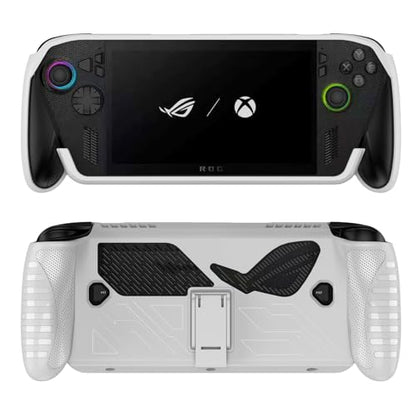 JYGamhanbil ASUS ROG Xbox Ally X 게이밍 휴대용 콘솔용 보호 케이스, ROG Xbox Ally TPU 그립 커버 백 쉘 액세서리, 인체 공학적 그립 및 킥스탠드 포함(화이트) | TPU Soft Cover Back Shell Accessories with Ergonomic Grip & Kickstand for ROG Xbox Ally Portable Gaming Handheld (White) - color: 화이트.