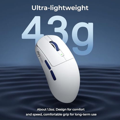 RK ROYAL KLUDGE RK M30 Wireless Gaming Mouse, 24000 DPI, 43g Ultra-Lightweight, PAW3311 Sensor, 2.4G/Bluetooth/USB-C Rechargeable Wireless Mouse with 5 Programmable Buttons for PC/Mac, White - color: white