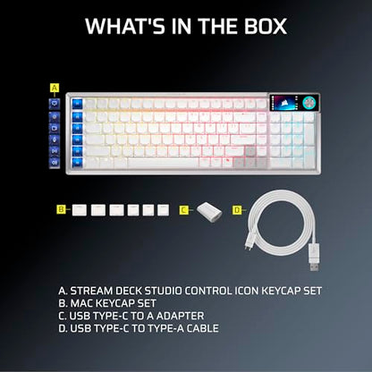 Corsair Vanguard AIR 99 Wireless RGB Gaming Keyboard – US QWERTY – White | 99% Layout, Low-Profile, Optical-Mechanical, OPX Switches, 8000Hz, Stream Deck Integration, Flashtap SOCD - color: White