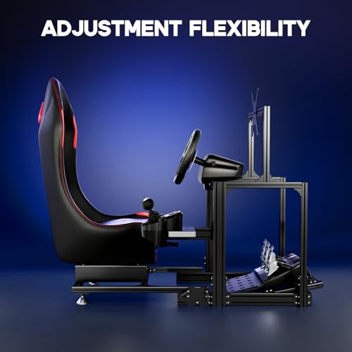 DIWANGUS Foldable Sim Racing Cockpit, Aluminum Rig with Monitor Mount | 70% Aluminum Alloy, Adjustable Wheel Deck & Pedal Plate, Monitor Mount Adjusts Up/Down & Forward/Back, Foldable Design