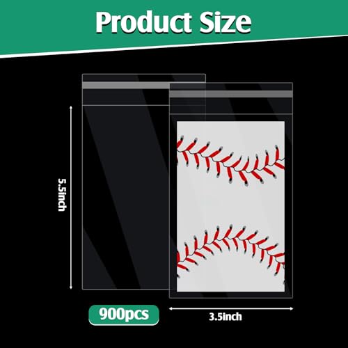 Lewtemi 900 Pcs Graded Card Sleeves Resealable Team Bags for Trading Cards Baseball Sports Slabs Holders Plastic Collectible Slabs Protection,3.5" x 5.5"