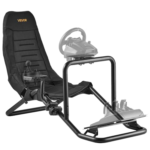 VEVOR Racing Wheel Stand, Heavy-Duty Integrated Simulator Cockpit Steering Stand, Fit Logitech G25,G27,G29,G920,G923, Thrustmaster T300RS,TX F458,T500RS,T3PA-PRO (F1/GT) and CSR Pedals, Black - size: Integrated Cockpit