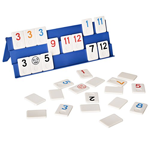 Point Games Classic Rummy Cube Game Full Size, with 3 Tier Foldable Racks and Tiles, in a Super Durable Canvas Travel Bag