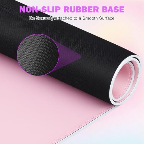 TARKARI Magnetic Wireless Charging RGB Mouse Pad, Large Gaming Desk Mat, 31.5"x11.8" Waterproof Mousepad, Ultra-Smooth Surface, Non-Slip Rubber Base, Desk Pad for Keyboard Laptop - color: Pink