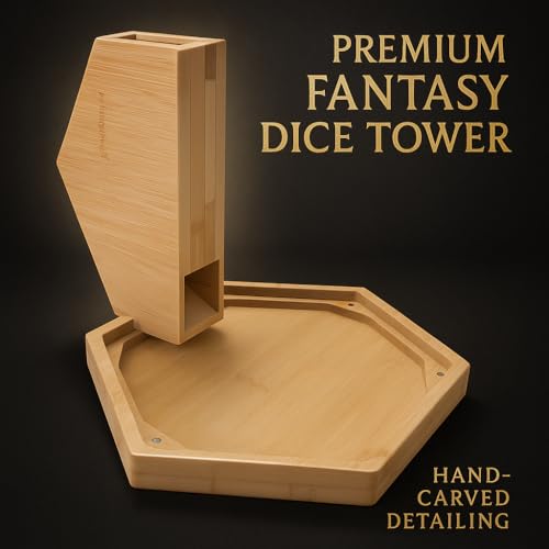 Bamboo Dice Tray for Board Games & RPG Roleplaying Games - Foldable, Portable & Collapsible Rolling Tray for Gaming Table - Dice Tray for Dice Games - Magnetic Design, Wooden Hexagon Tray