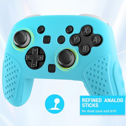 GLDRAM Switch 2 Pro Controller Clear Case, Remote Soft Silicone Protective Cover Skin, Scratch & Shockproof Durable Accessories for Nintendo Switch 2 Pro Controller - Blue