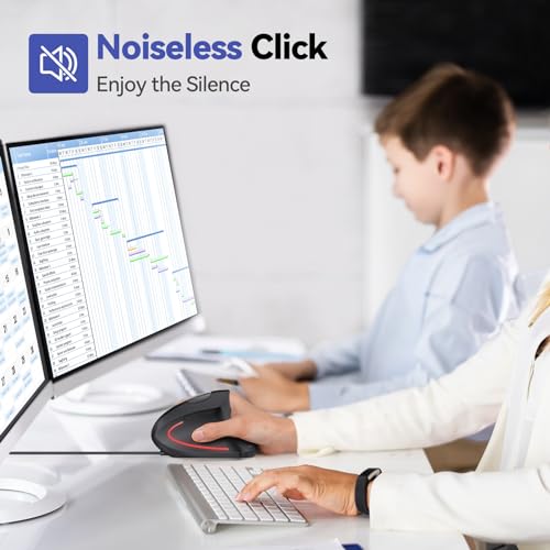 TECKNET Wired Mouse, 6400 DPI Ergonomic Mouse 6 Buttons Silent Mice 4 Adjustable DPI Vertical Mouse Compatible with Windows/Chrome/Laptop/Computer - color: Black