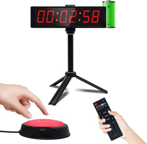 Large Stopwatch with Start/Stop Button, LED Digital Timer with Remote, Countdown Clock with Buzzer, Gym Clock for Home Gym, Interval Timer for Workout, Rechargeable (with Stand) - style: Rechargeable(with stand)