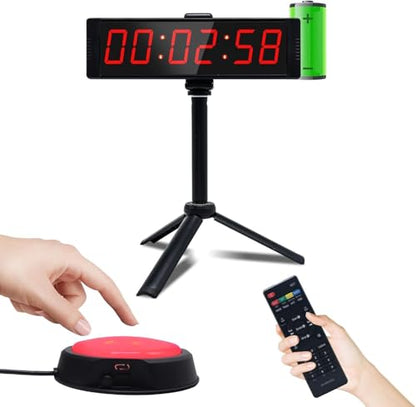 Large Stopwatch with Start/Stop Button, LED Digital Timer with Remote, Countdown Clock with Buzzer, Gym Clock for Home Gym, Interval Timer for Workout, Rechargeable (with Stand) - style: Rechargeable(with stand)