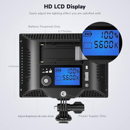 2Pack Streaming Key Light, LED Video Light Dimmable Bi-Color 3200-5600k Video Conference Lighting with Gooseneck Tubes Desk Light for Stream/Podcast/Gaming/Zoom Meetings/Broadcast/YouTube