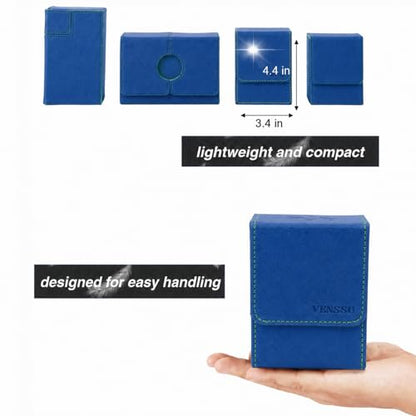 MTG Deck Box with Commander Display Window (Blue&Green, 1 window) | Holds 120 Single/100 Double-Sleeved Cards, Fit MTG/PTCG/OPTCG Cards, Strong Magnet, PU Leather, With 2 Dividers & 1 Toploader - color: Blue and Green