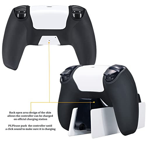 Studded Printing Silicone Cover Skin Case for PS5 Controller x 1(Graffiti) with Pro Thumb Grips x 8