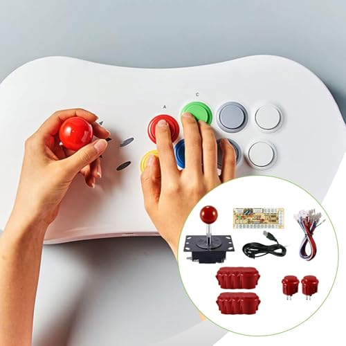 1 Player DIY Arcade Joystick Kit 30mm & 24mm Buttons Board for PC MAME, Replacement Parts, Red