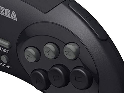 Retro-Bit Official Sega Genesis USB Controller 8-Button Arcade Pad for Sega Genesis Mini, Switch/Switch 2, PC, Mac, Steam, RetroPie, Raspberry Pi - USB Port (Black) - color: Black