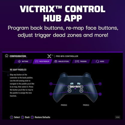 PDP Victrix Pro BFG Wireless Controller for PS4/PS5/PC, Sony 3D Audio, Modular Back Buttons/Clutch Triggers/Joystick, Call of Duty Midnight Mask - color: COD Camo Blue