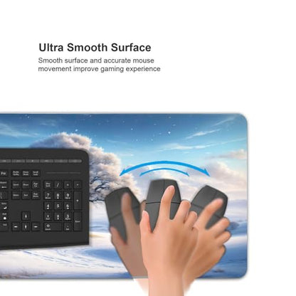 XXL Gaming Mouse Pad 35.4x15.7 inch, Winter Snow Trees Landscape Theme Desk Mat, White World Plants Scene Large Mousepad,Fantasy Artistic Keyboard Mouse Mat (Snow Trees) - color: Snow trees