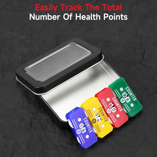 SIXPOINTS 4PCS Twin Digits Life Counters Health Tracker Compatible with Magic The Gathering Commander Deck, LCG/RPG/D&D/MTG/CCG/TCG Gaming Table Games - color: Color-a