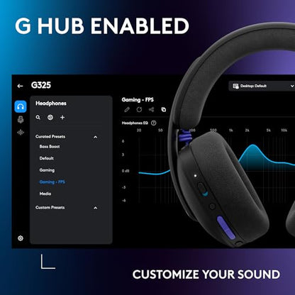 Logitech G325 Lightspeed Wireless Gaming Headset - Black | All-Day Comfort, Built-in Mic with Noise Reduction, 24-Bit Audio, 24+ Hr Battery Life, for PC, PlayStation, Switch, Mobile - color: Black