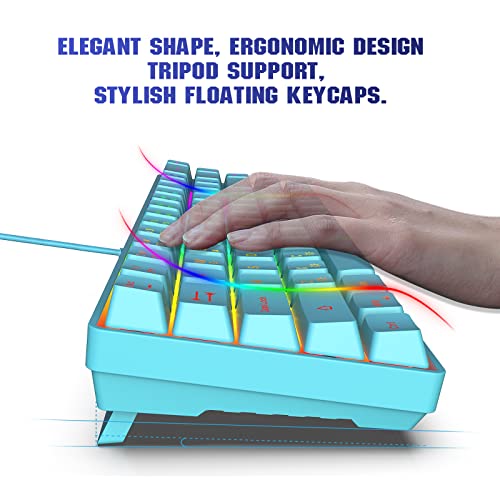 Snpurdiri 65% Membrane Gaming Keyboard, RGB (68 Keys,Blue) | Compact Wired Small Gaming Keyboard for PC/Mac Gamer, Typist, Travel, Easy to Carry on Business Trip - color: Blue