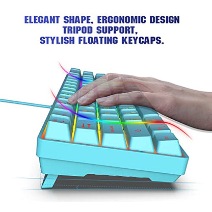 Snpurdiri 65% Membrane Gaming Keyboard, RGB (68 Keys,Blue) | Compact Wired Small Gaming Keyboard for PC/Mac Gamer, Typist, Travel, Easy to Carry on Business Trip - color: Blue