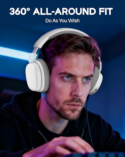 EPOMAKER X Aula G7 Pro Wireless Gaming Headset, Dual Mode BT5.3 & 2.4GHz | 7.1 Surround Sound, 80+ Hour Battery, RGB Light, with Noise Canceling Mic for PS5, PS4, Switch, PC (White) - color: White