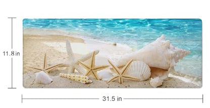 Starfishes Beach Gaming Mouse Pad, Extended Large Mouse Mat Desk Pad, Big Computer Keyboard Desk Pad, Stitched Edges Mousepad, 3mm Thick Long Non-Slip Rubber Base Mice Pad, 31.5 X 11.8 Inch - color: Starfishes Beach