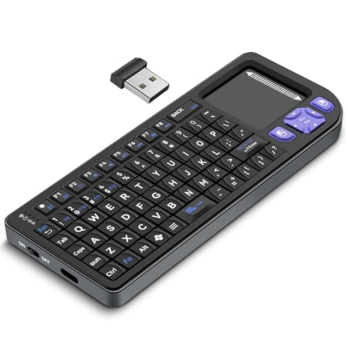 Mini Wireless Keyboard with Touchpad, Bluetooth 5.2 & 2.4G Dual Mode | 7-Color RGB Backlit, Rechargeable 1000mAh Battery, Aluminum Frame, Plug and Play, Perfect for Travel, Office, and Home - color: black