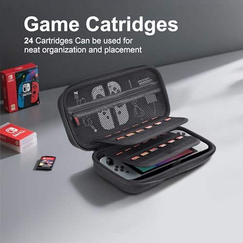ERTYOIUJF Carrying Case Compatible with Nintendo Switch 2 (2025), Hard Shell Portable Travel Carrying Case Large Space with 24 Games Cartridges for Switch Console & Accessories
