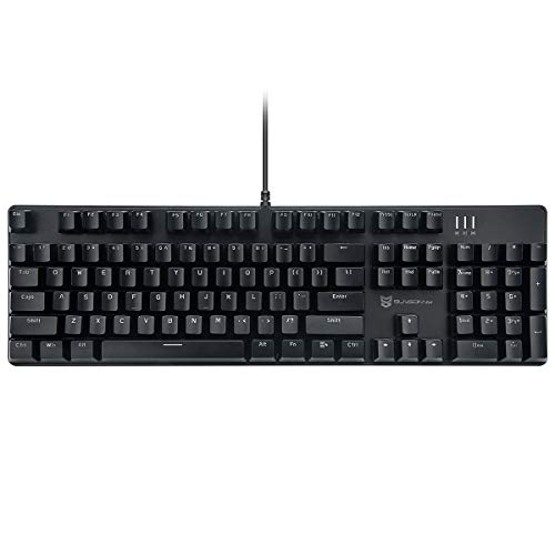 Merdia Mechanical Keyboard Gaming Keyboard | Red Switch, White Backlit Keyboard | 104 Keys US Layout | Wired Gaming Keyboard | Hot Swappable Mechanical Keyboard | PC Gaming Keyboards (Black) - color: Red Switch Black