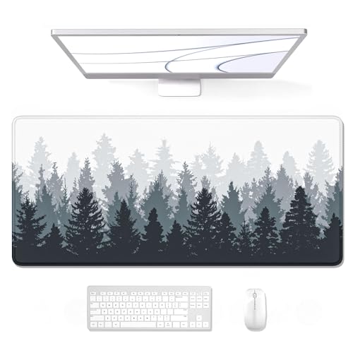 Auhoahsil Large Mouse Pad, XXL Gaming Mousepad, Desk Mat for Desktop, Thick Rubber, Big & Long Size, Stitched Edges, Full Desk Pad for Laptop & Computer, Extended 31.5 x 11.8 in, Ink Misty Forest - color: 01 Misty Forest, size: 31.5L x 11.8W inches