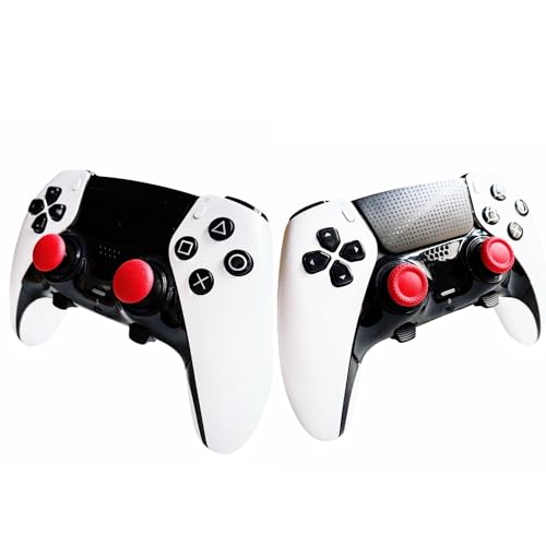12 in 1 Interchangeable Thumbsticks & Metal Back Paddles Replacement Parts for PS5 DualSense Edge Controller, 6 Silicone Analog Joystick Caps, 4 Paddles Trigger Buttons,2 Base Rings (Red) - color: Red