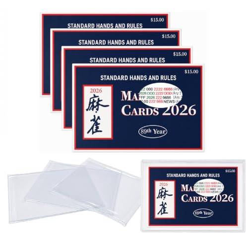 Majiang Cards 2026 Official 4 PCS with Sleeve, Ma Jiang Rules Card Large Print Easy to Read for Beginners (Blue)
