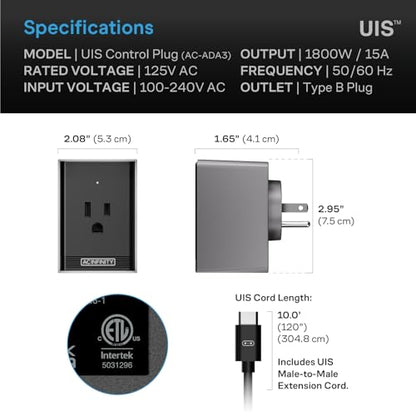 AC Infinity UIS Control Plug, Outlet Adapter to Connect UIS Smart Controllers to Outlet Devices